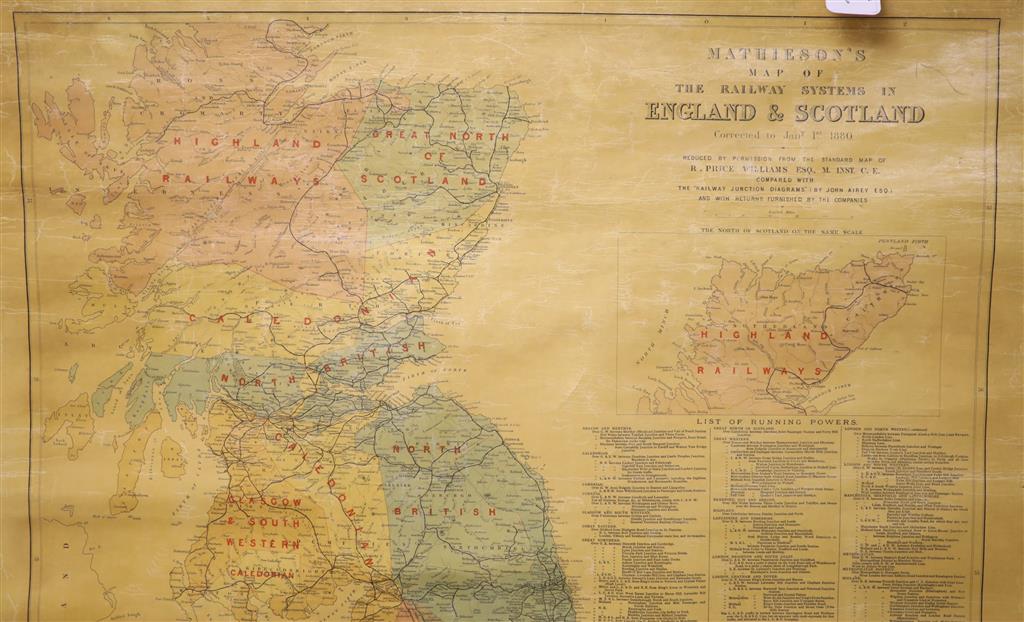 Mathiesons Map of the Railway Systems in England and Scotland corrected to January 1st 1880